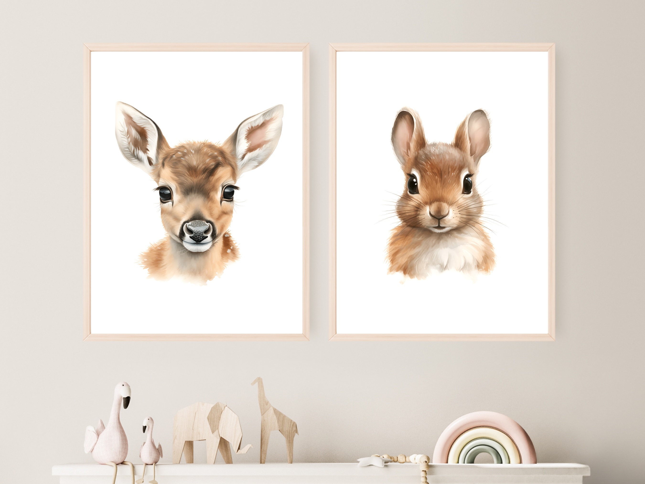 Stampe animali woodland, Decorazioni per la stanza delle ragazze, Arte murale per bambini, Stampa di animali per bambini, Decorazioni murali per bambini, Stampe floreali per bambini, - Italia