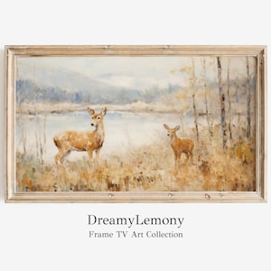 Deer Painting Frame TV Art: Fall Landscape (Digital Download)