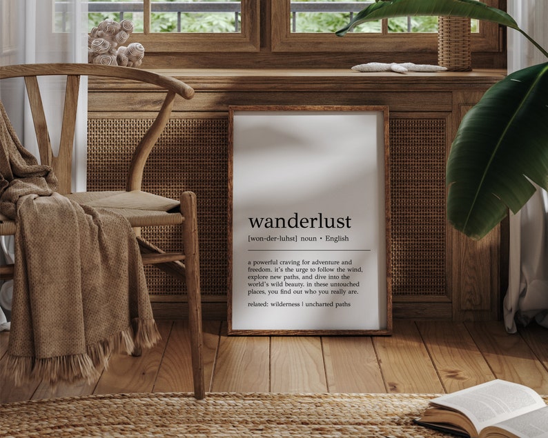 Wanderlust Definition Print Wanderlust Decor Travel Wall Art Gift for Traveler Wanderlust Wall Art Travel Poster Digital Print image 4