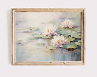 Water Lilies Impressionist Art Print: Serene Garden Wall Decor (Digital Download)