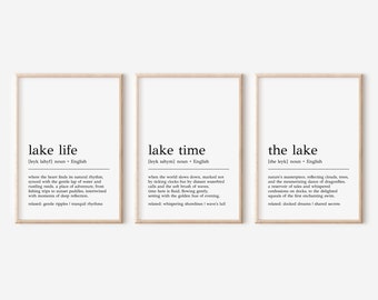 Lake House Decor | Set of 3 Prints | Lake House Wall Art | Lake House Gifts | Lake Life Decor | Lake House Definition Prints | Digital Print