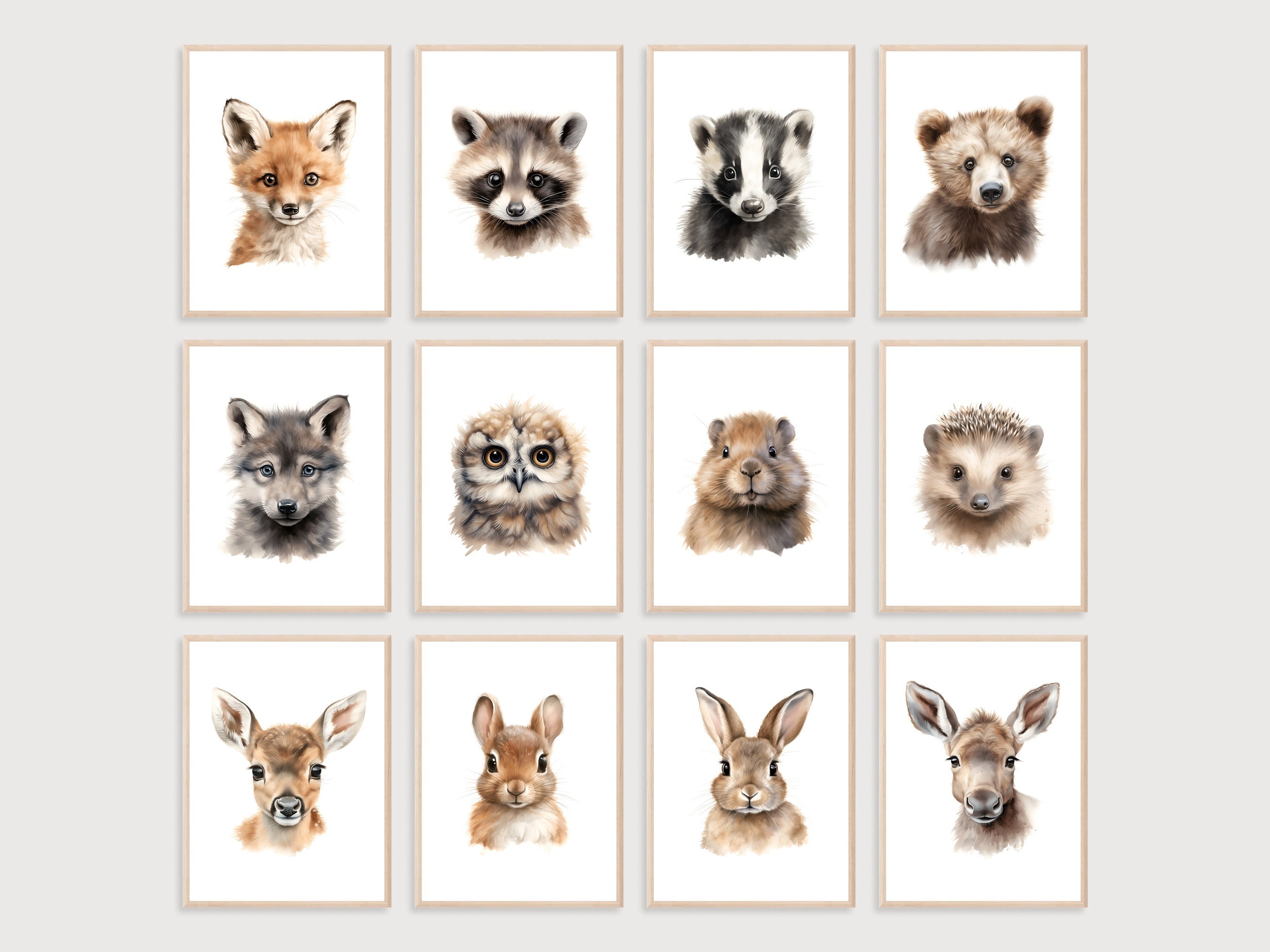 Qvapt Stampa Su Tela Animali Del Bosco 28x35,6cm, Decorazione Per Cameretta Bambini