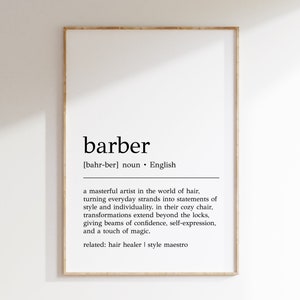 Barber Definition Art Print: Minimalist Salon Decor (Digital Download)