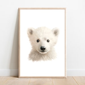 Baby Polar Bear Nursery Print: Arctic Animal Wall Art (Digital Download)