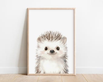 Hedgehog Nursery Art Print, Baby Boy Room Decor (Digital Download)