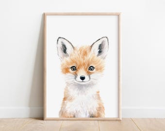 Fox Nursery Print: Whimsical Woodland Animal Art (Digital Download