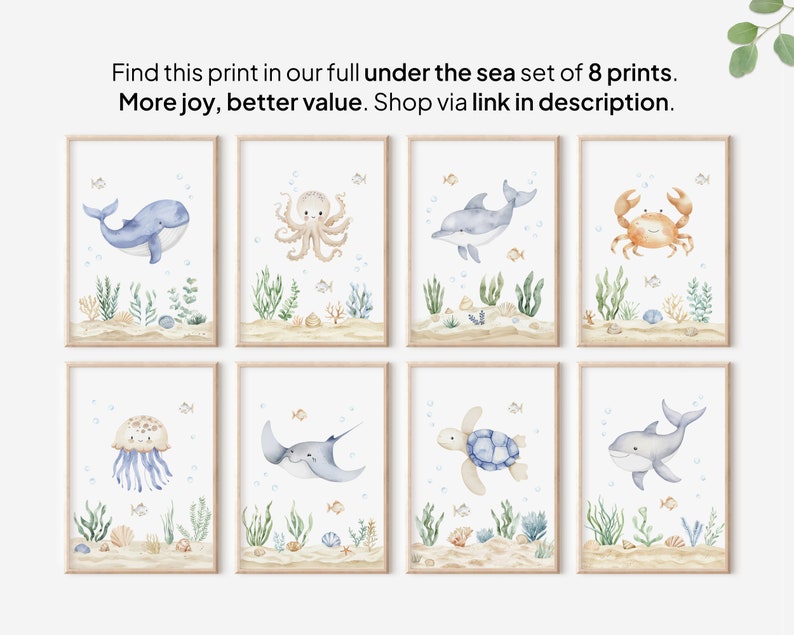 Crab Nursery Print Cute Ocean Animal Print Nursery Wall Art Crab Print