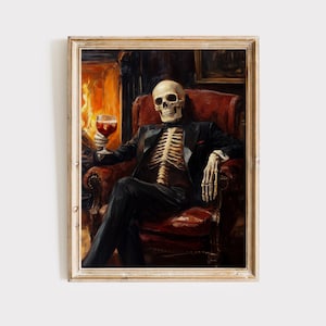Halloween Bar Print | Skeleton Print | Funny Halloween Decor | Spooky Season Art | Digital Download | Skeleton Wall Art
