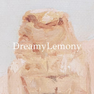 Puede incluir: Pintura abstracta con un fondo texturizado de color melocot&oacute;n. La pintura se aplica en trazos gruesos, creando una sensaci&oacute;n de profundidad y movimiento. La pintura se titula "Dreamy Lemony".