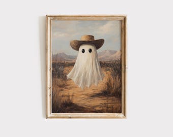 Cowboy Ghost Halloween Print: Spooky Western Wall Art (Digital Download)