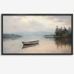 Lake Landscape Frame TV Art: Serene Boat Scene (Digital Download) image 4