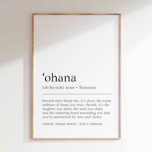 Ohana-definitieprint | Hawaiiaanse muurkunst | Ohana-poster | Familiedefinitie afdrukken | Hawaiiaans decor | Inspirerende kunst | Digitale afdruk