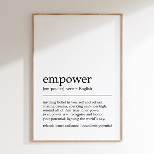 Empower Definition Print | Empower Wall Art | Empower Poster | Empowered Woman Poster | Motivational Print | Mindfulness Art | Digital Print