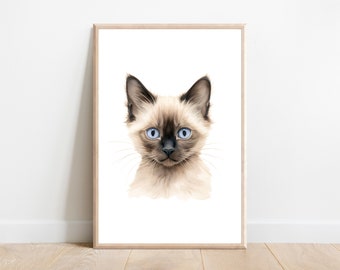 Siamese Cat Nursery Print | Digital Cat Print | Siamese Kitten Nursery Print | Cat Nursery Wall Art | Siamese Nursery Wall Decor