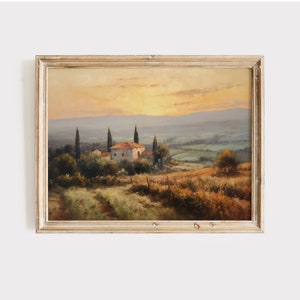 Tuscany Landscape Painting Print | Italian Landscape Print | Digital Print | Italian Wall Art | Tuscany Oil Painting | Landscape Art Print