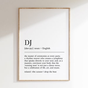DJ Definition Print | DJ Wall Art | DJ Gift | Deejay Gift | Dj Wall Decor | Gift for Dj | Definition Print | Definition Art | Digital Print