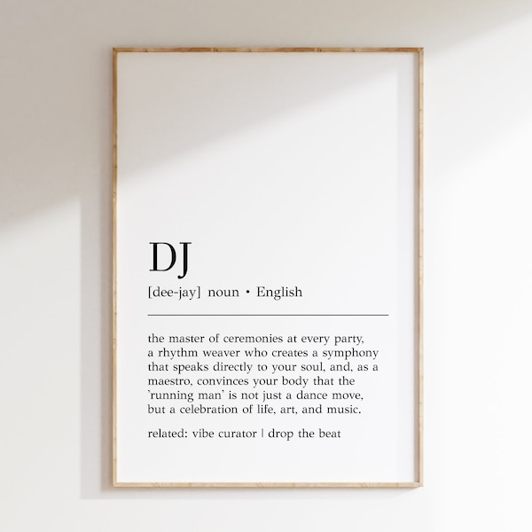 DJ Definition Druck | DJ Wandkunst | DJ Geschenk | Deejay Geschenk | Dj Wand Dekor | Geschenk für Dj | Definition Print | Definition Kunst | Digitaldruck