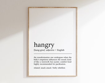 Hangry Definition Print | Kitchen Wall Art | Hangry Kitchen Sign | Kitchen Wall Decor | Kitchen Prints | Funny Print | Digital Print