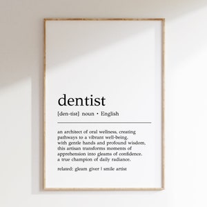 Dentist Definition Print: Modern Dental Office Decor (Digital Print)