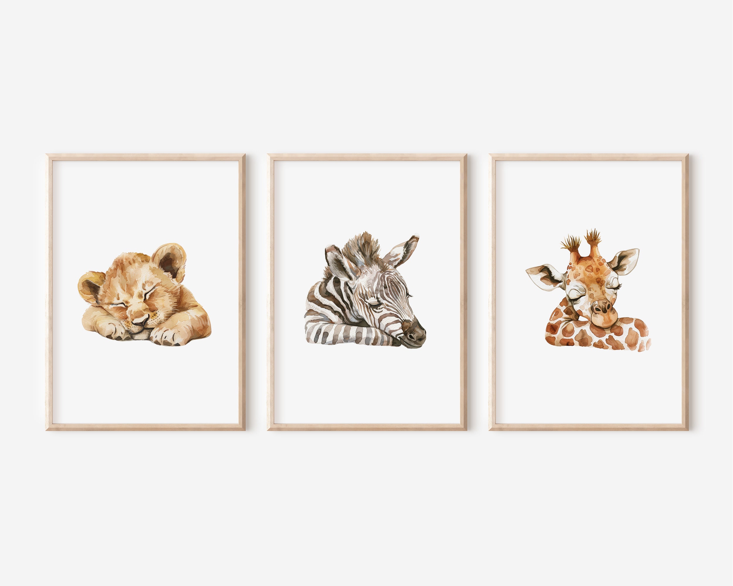 Sleeping Safari Animal Prints | Set of 3 Prints | Cute Sleeping Animals ...