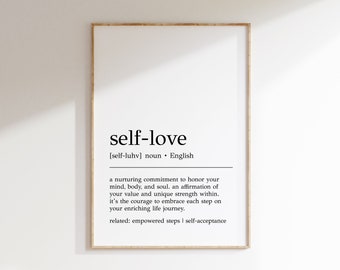 Self Love Definition Print: Minimalist Affirmation Poster (Digital Print)