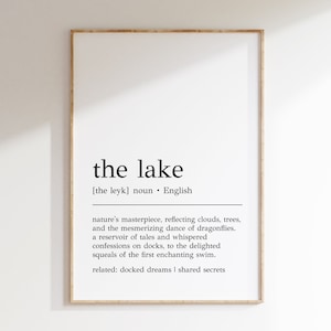 The Lake Definition Print | The Lake Definition Poster | Lake House Decor | Lake House Wall Art | Lake House Prints | Digital Print