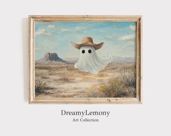 Cowboy Ghost Halloween Print: Spooky Western Art (Digital Download)