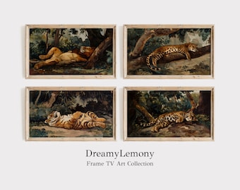 Jungle Animal Frame TV Art: Sleeping Wildlife Set of 4 (Digital Download)