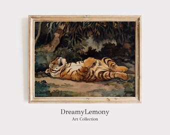 Sleeping Tiger Jungle Print: Nursery Wall Art (Digital Download)