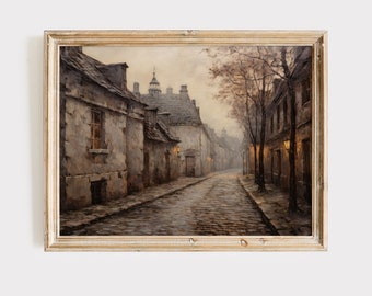 French Village Print | French Provincial Art | Antique French Painting | Digital Print | Provincial Wall Art | Town Painting | French Decor