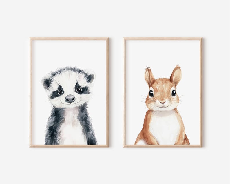 Printable nursery art with woodland animals
