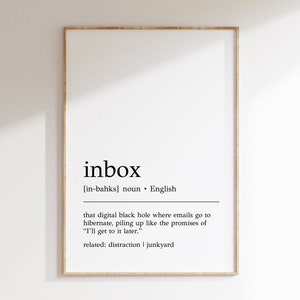 Inbox Definition Print: Rolig väggkonst för kontoret (digital nedladdning)