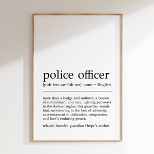 Police Officer Definition Print | Police Officer Wall Art | Police Officer Gift |  Police Officer Print | Digital Print