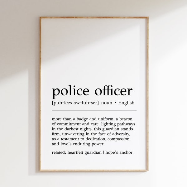 Police Officer Definition Print | Police Officer Wall Art | Police Officer Gift |  Police Officer Print | Digital Print