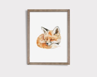Sleeping Fox Nursery Print | Cute Animal Print | Baby Fox Wall Art | Nursery Animal Print | Fox Nursery Decor |  Fox
