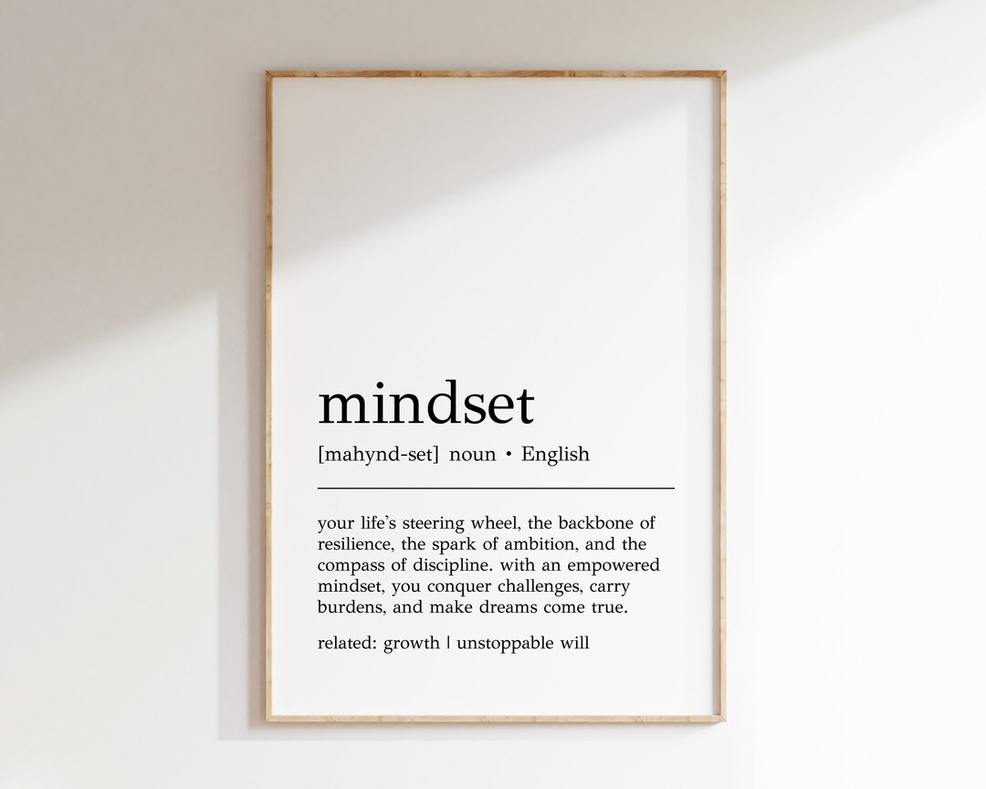 Mindset Definition Print Mindset Wall Art Mindset Print Etsy