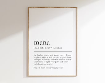 Mana Definition Print: Minimalist Hawaiian Wall Art (Digital Download)