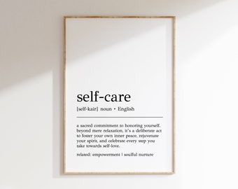 Self Care Definition Print | Self Care Wall Art | Therapy Wall Art | Self Care Poster | Self Care Definition Wall Decor | Digital Print