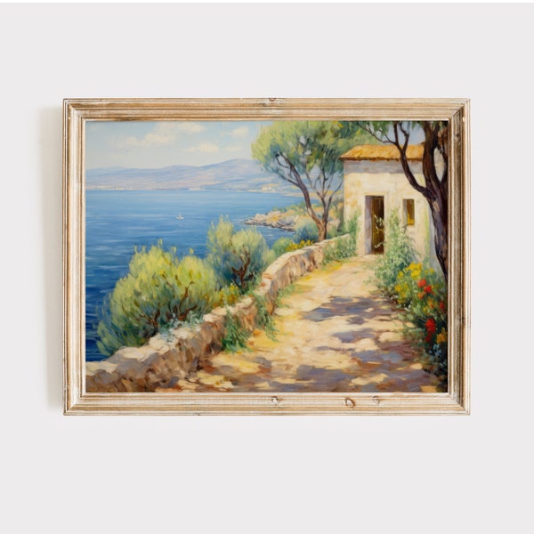 Mediterranean Art Print | Mediterranean Wall Art | Digital Print | Mediterranean Painting | Landscape Art Print | Mediterranean Decor