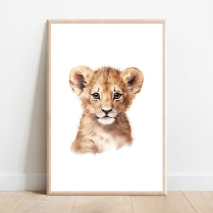 Baby Lion Nursery Print: Safari Animal Wall Art (Digital Print)
