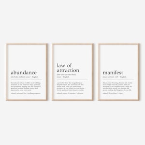 Manifest Wall Art | Set of 3 Prints | Law of Attraction Prints | Abundance Wall Art | Motivational Wall Art | Manifest Decor | Digital Print