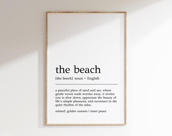 Impresión de definición de playa: Arte mural tipográfico minimalista (impresión digital)