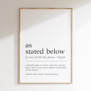 As Stated Below Definition Print: Funny Office Decor (Digital Print)