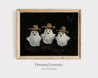 Cowboy Ghosts Halloween Print: Spooky Western Wall Art (Digital Download)