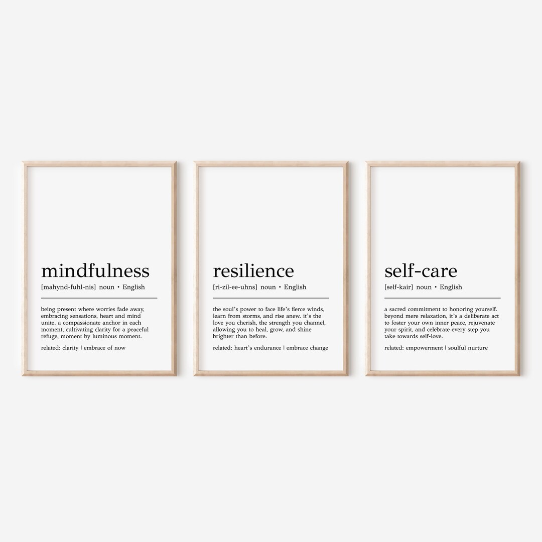Mindfulness Resilience Self-care Definition Prints: Set of 3 (digital ...