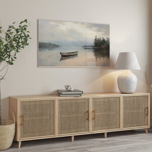 Lake Landscape Frame TV Art: Serene Boat Scene (Digital Download) image 2