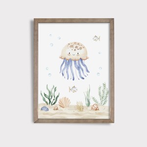 Jellyfish Nursery Print | Under the Sea Print | Sea Creature Print | Cute Ocean Animal Print | Sea Life Nursery Wall Art | Under The Sea Art