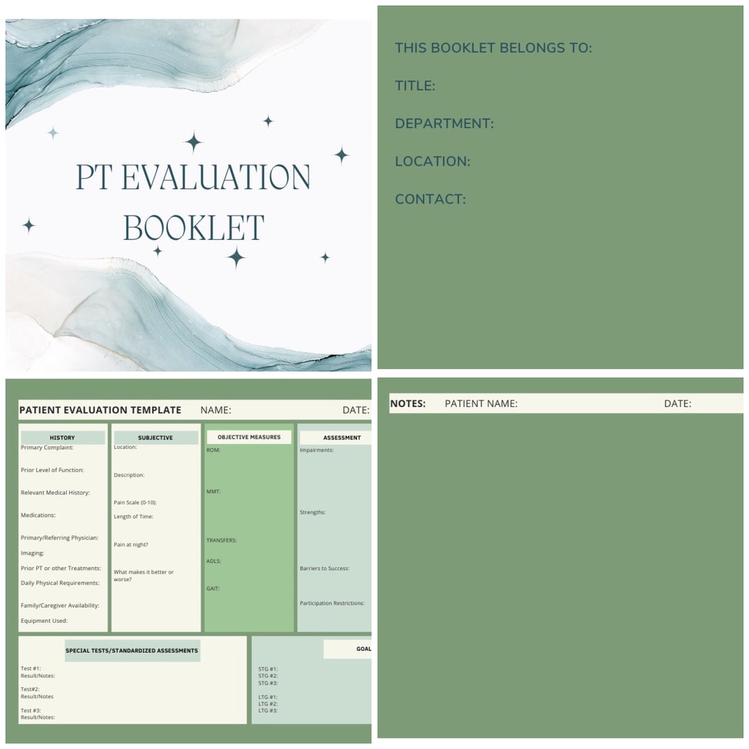 PT Evaluation Template, Physical Therapy Etsy PT Evaluation Template, Physical Therapy Etsy