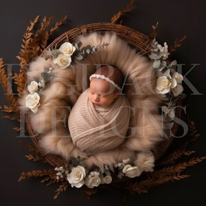 Newborn Floral Digital Backdrop Photography, Baby Backdrop For Photo Editing, Digital Background For Newborn Baby Props For Photography