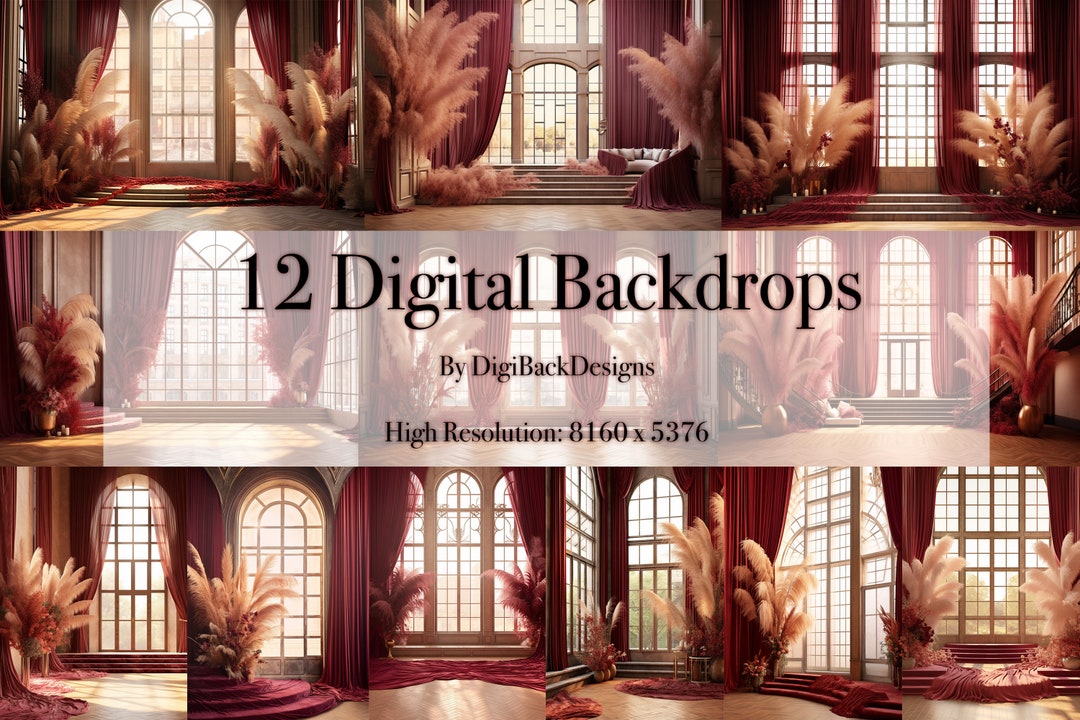 12 Digital Backdrops, Maternity Backdrop Sets, Boho Indoor Maternity ...